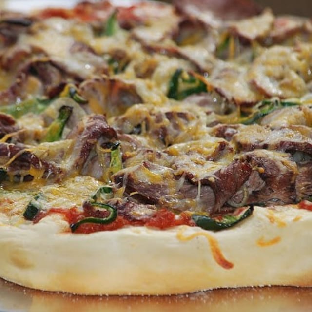 Steak Flat Bread Pizza.