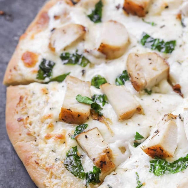 Chicken Alfredo Pizza.