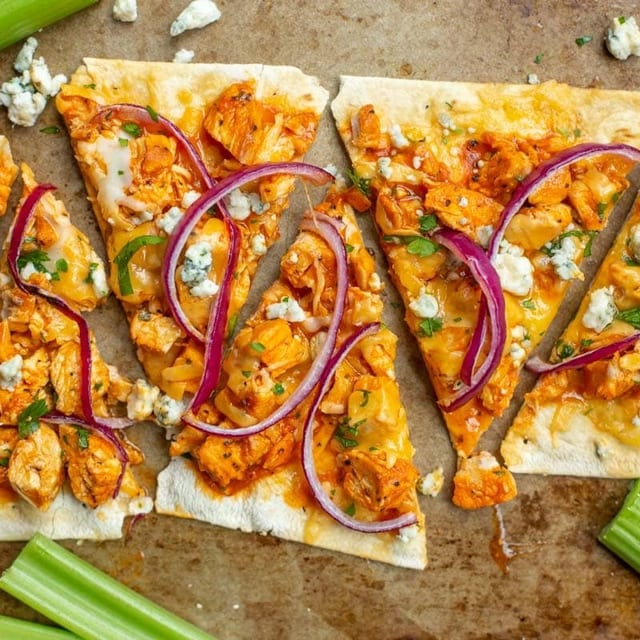 Buffalo Chicken Flat Bread Pizza.